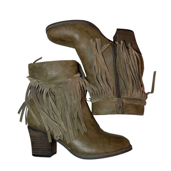 Sbicca - Sound Leather Bootie Khaki Size 6 - Picture 1 of 8